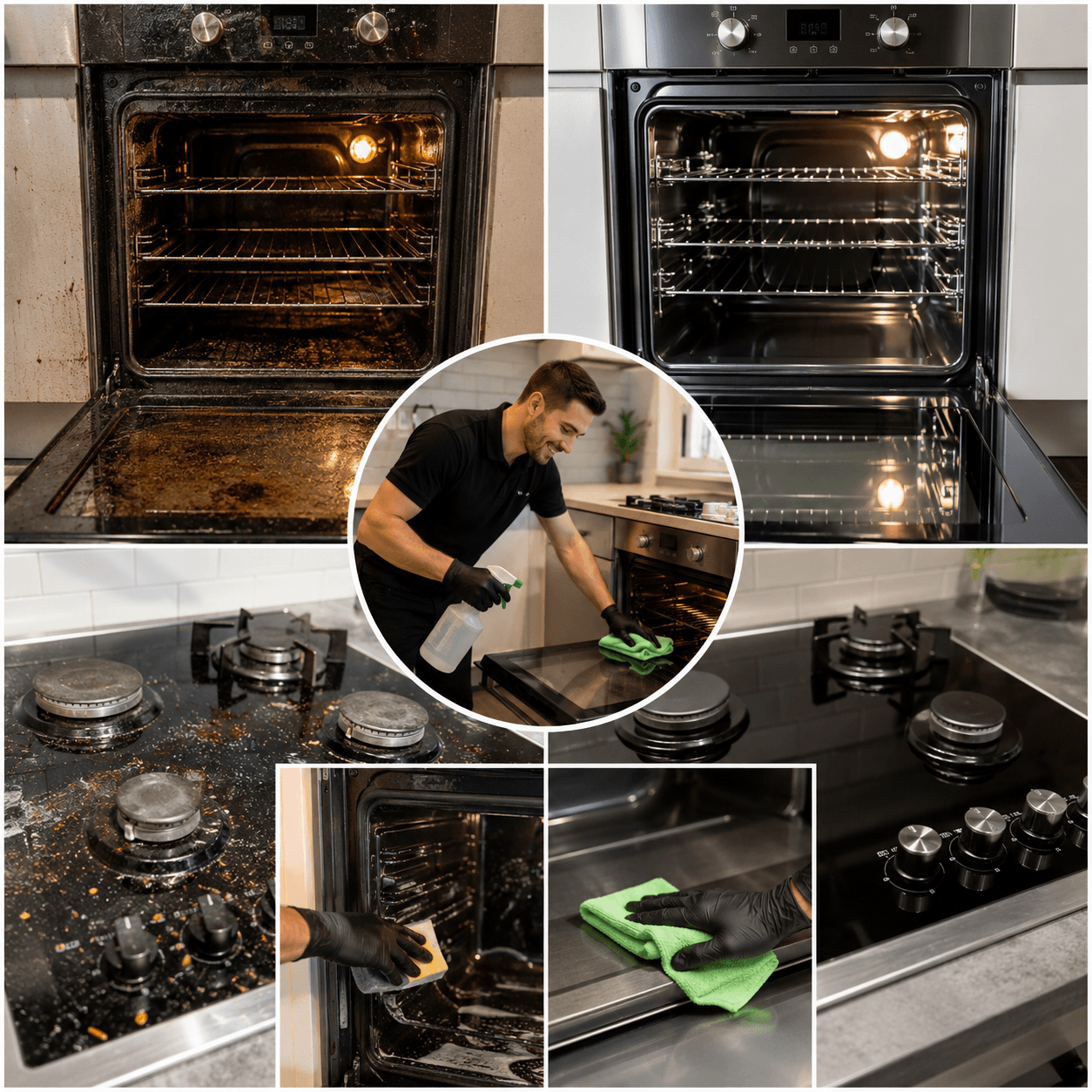 Liztty technician cleaning a residential oven