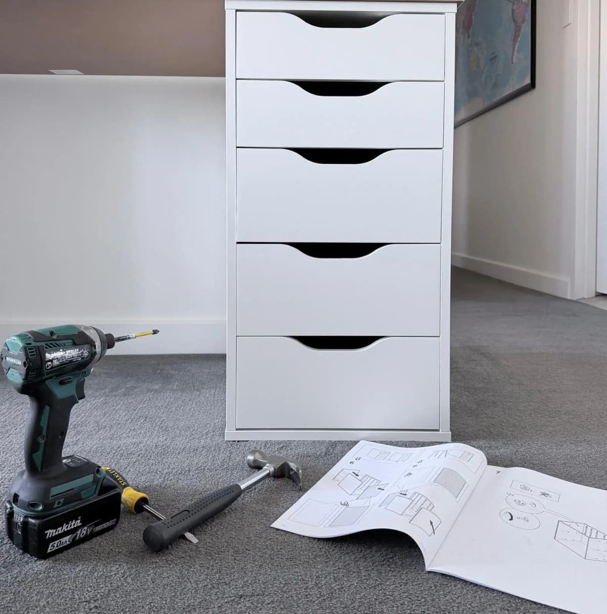 IKEA flat-pack furniture being assembled in a Sydney home